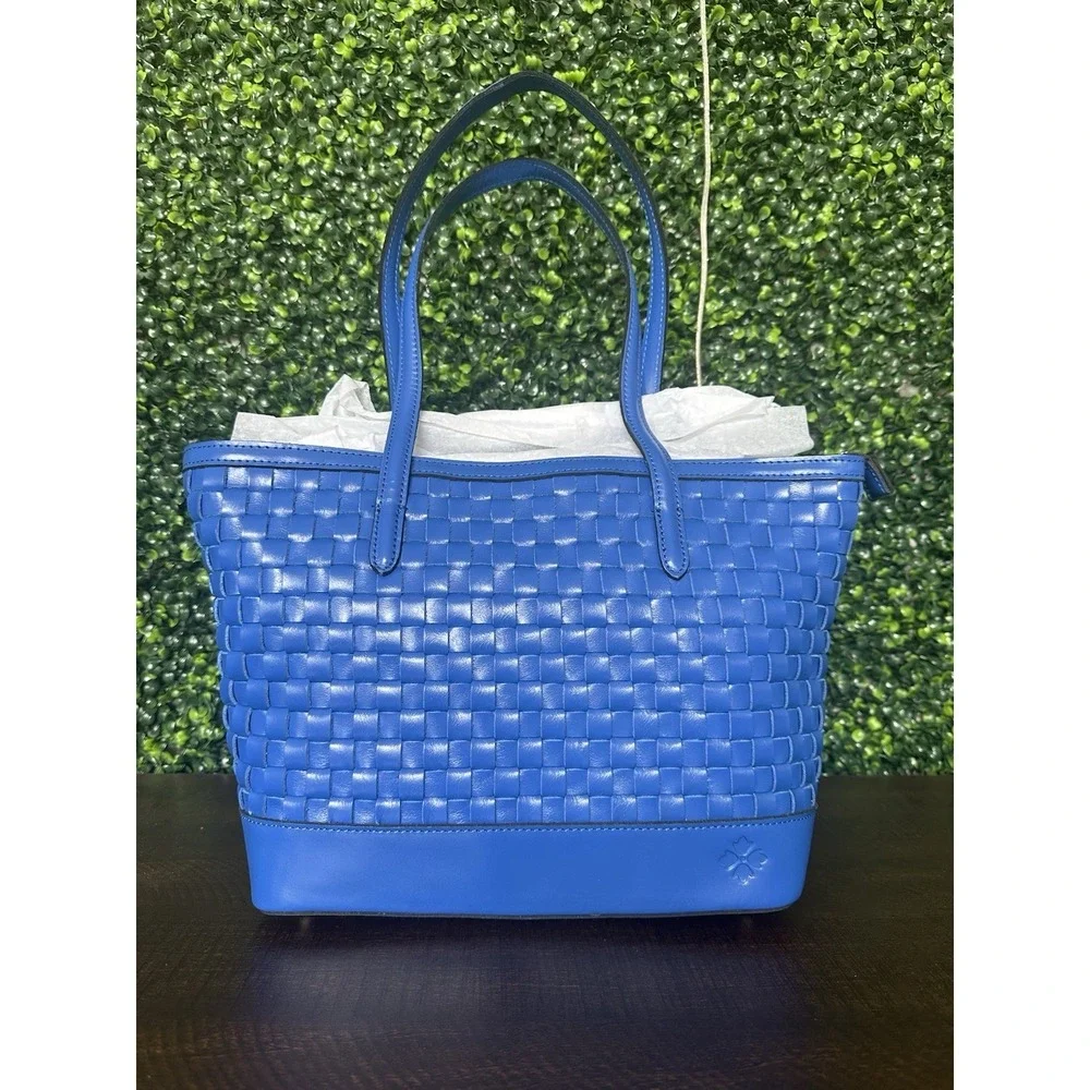 Patricia Nash Verzi Leather Tote Bag Cornflower Blue NWT In original Packaging